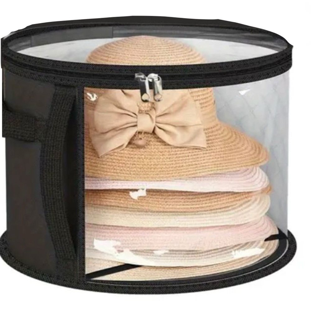 Black and Clear Hat Storage Box, NEW